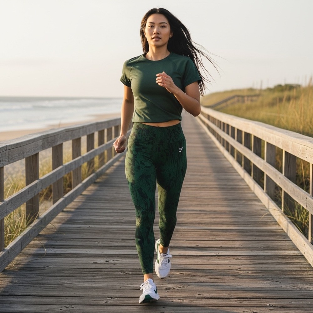 Gymshark Adapt Camo Seamless Leggings Womens Forest Green High Waisted Small